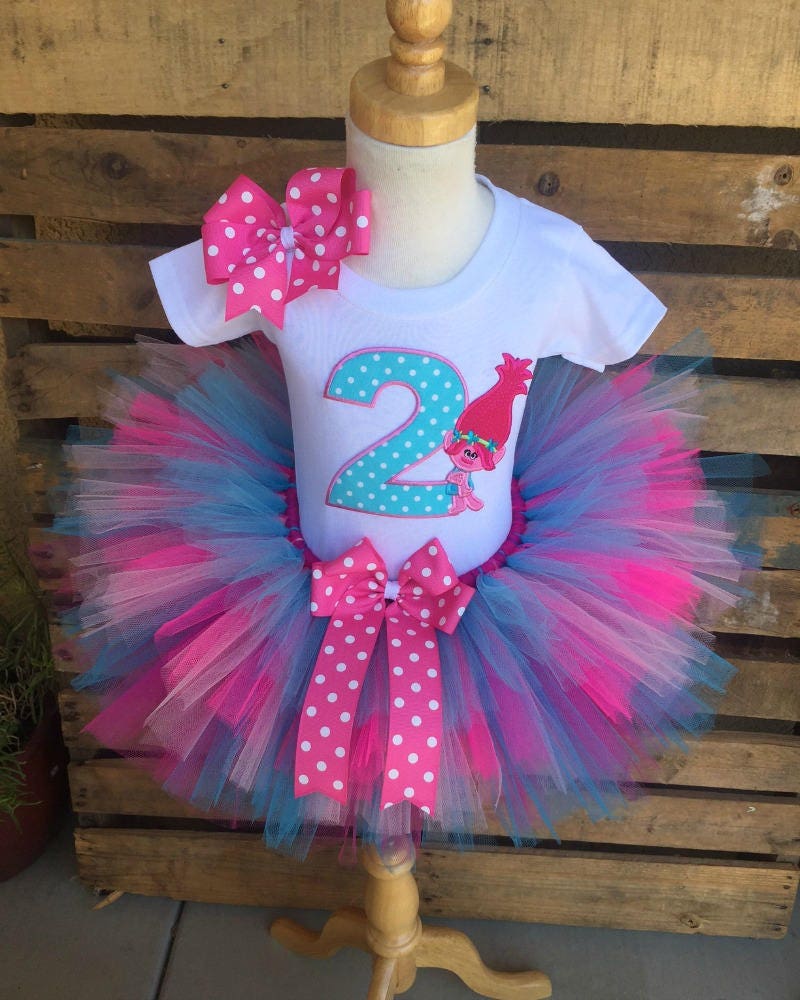 Trolls Poppy Birthday Tutu Outfit Dress Set Handmade 1st 2nd