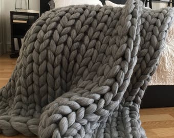 Chunky blanket, Chunky knit throw, Arm knitted blanket, wool blanket, chunky knit, giant blanket, merino wool, merino wool blanket