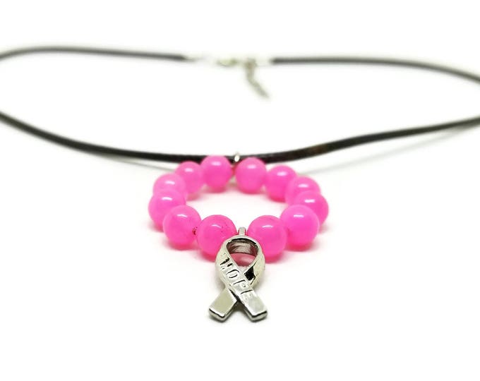 Breast Cancer Awareness Necklace, Pink Ribbon Jewelry, Awareness Ribbon Jewelry, Cancer Awareness, Pink Ribbon Necklace, Gift for Her