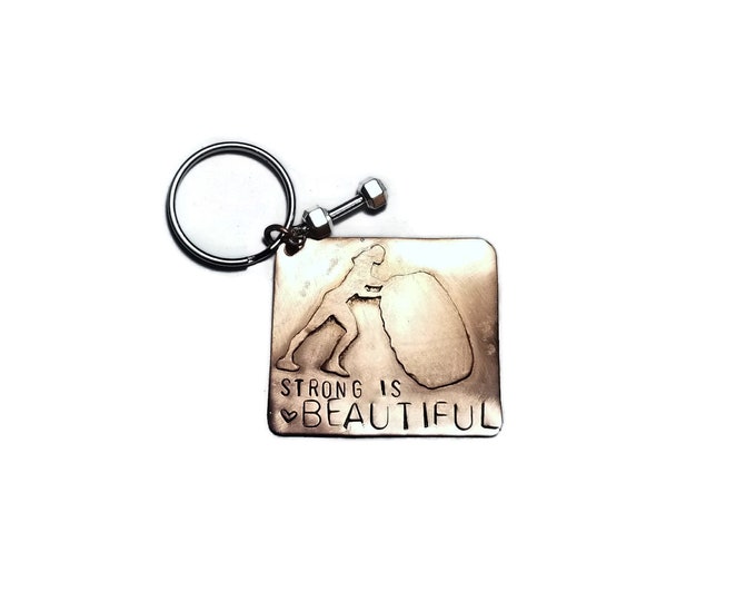 Strong is Beautiful Keychain, Crossfit Keychain, Unique Birthday Gift
