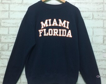 Champion crewneck miami florida spellout logo chest Large size