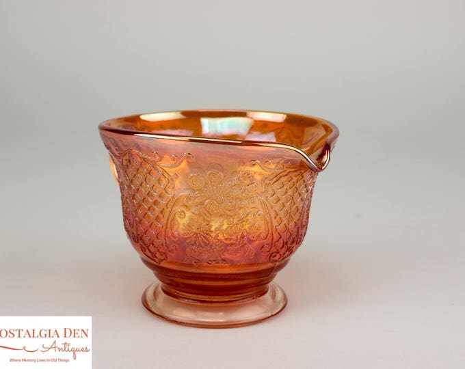 Vintage Footed Sugar and Creamer Set | Normandie Pattern | Iridescent Depression Glass