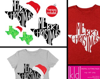 4 Texas Christmas - Texas svg - Merry Christmas svg - Santa Hat svg - State of Texas Christmas