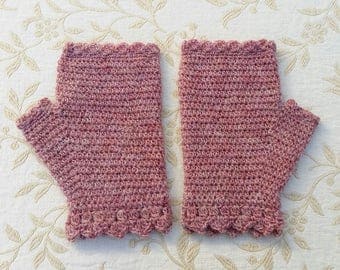 Fingerless mitts in pure wool, crochet gloves, fingerless gloves, crochet mittens, handwarmers, women's gloves, winter accessory