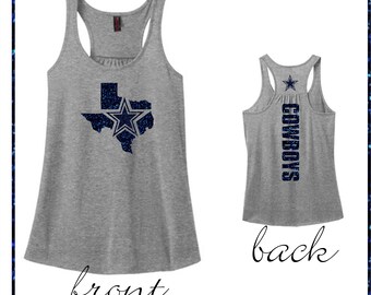 Dallas Cowboys Ladies Tank Top.Glitter Tank Top.Dallas Cowboy Tank