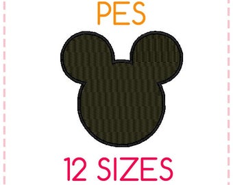 12 SIZES Mickey Mouse Embroidery Design Fill Stitched PES Format,Embroidery Designs ,Machine Embroidery,Mickey Mouse Head,Instant Download