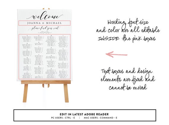 Seating Chart-Instant Download-Printable Seating Chart-Seating