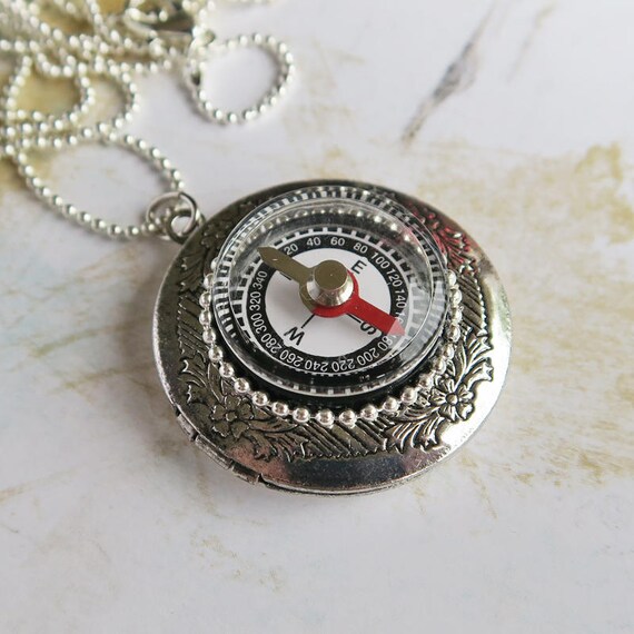 Working Compass Necklace Compass Locket Necklace Long