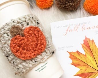 Coffee Cozy - Coffee Sleeve - Coffee Cup Cozy - Cup Sleeve - Eco Friendly - Crochet Cozie - Starbucks Coffee To Go - Fall Pumpkin - Cozies