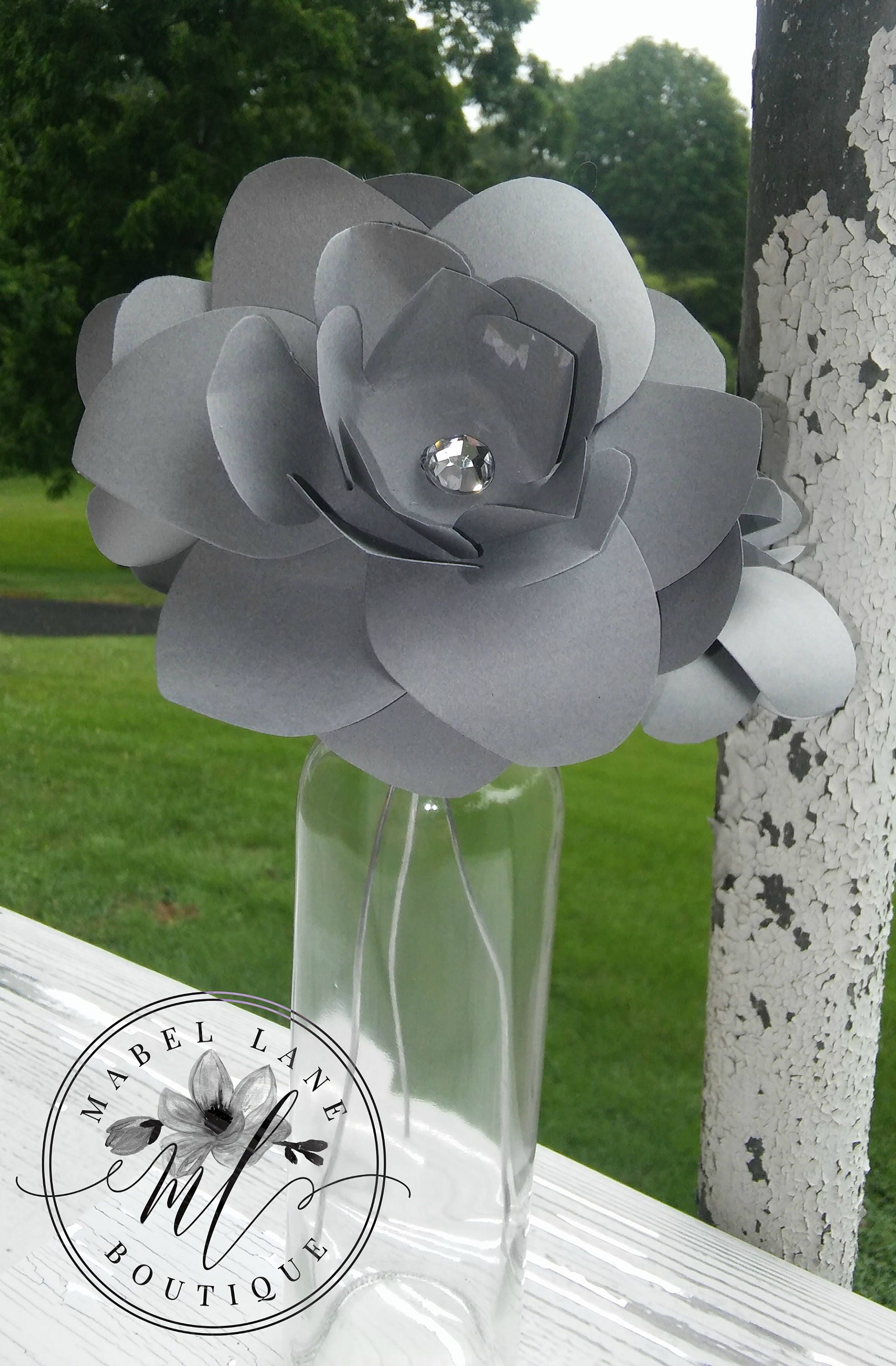 Paper Gardenia Gray Paper Gardenia Paper Flowers Gray Paper