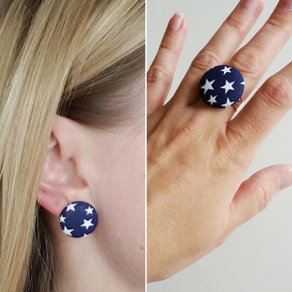 July 4th jewelry patriotic jewelry blue white star jewelry