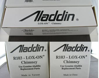 Vintage Aladdin LoxOn Oil Lamp Chimneys, Vintage Aladdin R903 Chimney Never Used, Vintage Aladdin Replacement Oil Lamp Chimneys