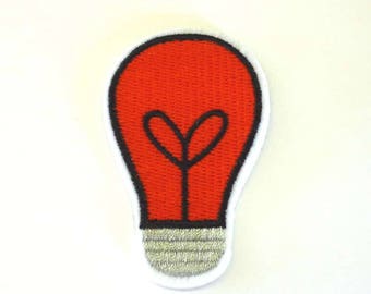 Red Filament Bulb Lamp Edison Screw Iron on or Sew on Patch - H558