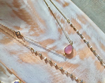 Delicate Birthstone Necklace, 14k Gold Necklace, Healing Crystal Necklace, Chocker Necklace with Stone, Dainty Minimalist Necklace