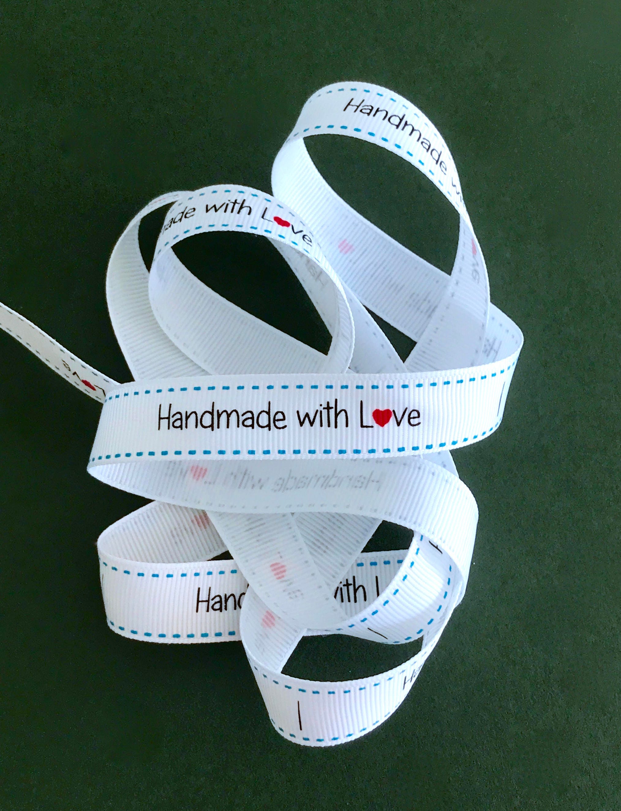 Sew In Label Handmade With Love Ribbon White Grosgrain