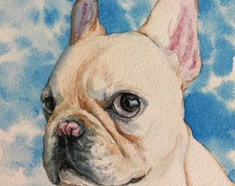 Watercolor Dog Portrait, Watercolor on Wood Panel Board, Custom Pet Portrait, Pet Memorial