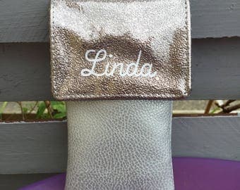 Pochette "et hop c est dans la poche" Bling Bling bronze avec poche arriere