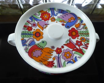 Vintage Royal Crown Paradise Porcelain Ovenware Individual Covered Casserole - Free Shipping