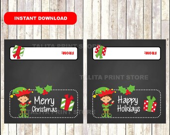 3 PRINTABLE Christmas Party Treat Bag Toppers. Double sided.