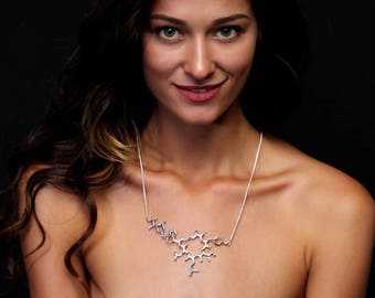 LOVE - Oxytocin - Molecule Necklace / Geometry Spiritual Yoga Fitness Tribal Boho Gypsy Minimal Geek Science Gift Mother Her Wanderlust