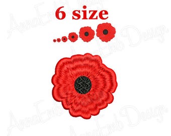 Poppy Embroidery Design. Mini Poppy. Machine Embroidery Design. Flower Small. Mini flower Embroidery Design.