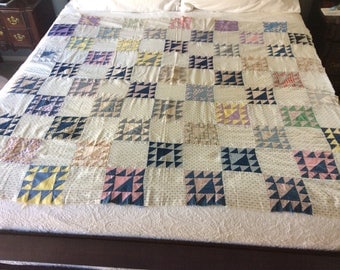 Antique basket pattern quilt top made with shirting and other old fabrics. Early 1900's quilt top! Love! This top.