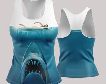 Jaws Racerback | Tank Top | Womens Tank | Gym Shirt | Work Out Tank | Gym Gear | Yoga Top | Yoga Shirt | Work Out Top| Plus Sizes | XS-5X
