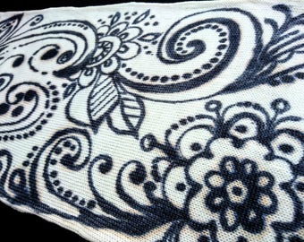 Sock Blank Hand Dyed / Doodles / Tissu Tricoté Peint à la Main