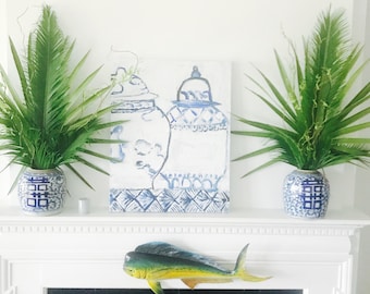 Blue & White Ginger Jar - Blue Willow, Chinese, Chinoiserie Inspired