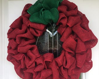 Burlap Red Apple Wreath