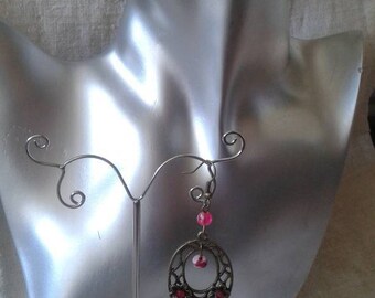 dangle earrings oval Fuchsia