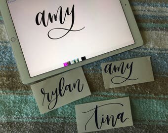 Hand Lettered Custom Name Decals - Custom Name Sticker - Custom Name Decal - Personalized Decal - Vinyl Name Decal - Bumper Sticker