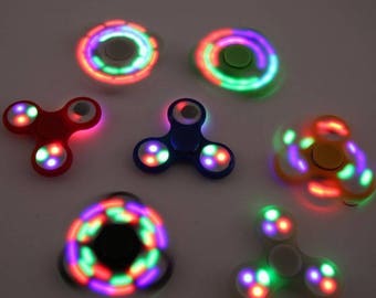 LED light Fidget Hand Spinner Torqbar Brass Finger Toy EDC Focus Gyro Gift