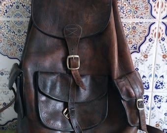 Vintage Moroccan Leather Backpack