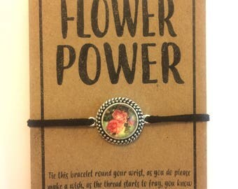 Flower Power friendship charm bracelet various colour