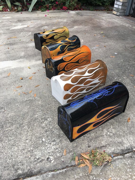 Mailbox Custom Airbrush Pinstripe Hot Rat Rod Tattoo art