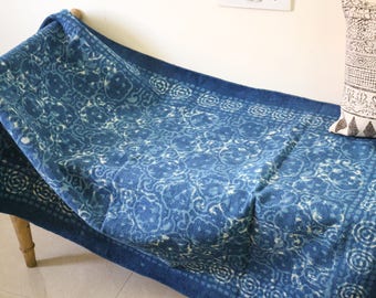 Handmade Hand-dyed Indigo Rug, White/Indigo, 3 x 5, 4 x 6, Traditional Indian Dhurrie, FREE SHIPPING