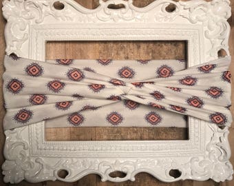 Coral/Navy/Cream Infant Toddler Adult Twist Turban Headband