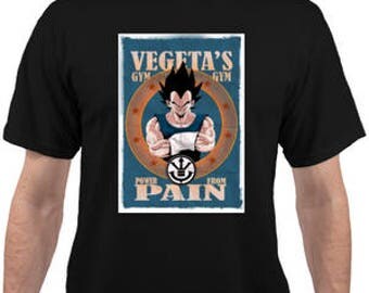 Adult Unisex Dragon Ball Z Vegeta's Gym Black T-shirt.
