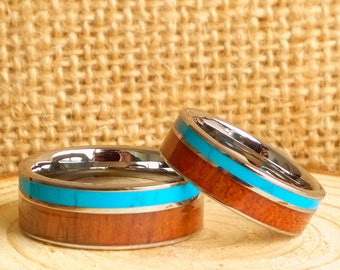 Wood inlay ring | Etsy