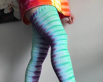 Tie dye thigh high socks | tie dye socks, thigh high socks, coinflip socks, rave wear, festival wear