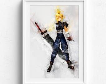 Final fantasy vii, final fantasy 7, final fantasy poster, Cloud Strife Print, cloud strife, video game print cloud strife poster cloudstrife