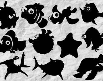 11 Nemo Silhouettes | SVG cut files | Finding dory Cliparts | printable | vectors | wall print | print | cut files | digital | instant