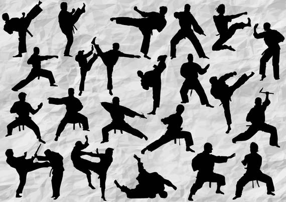 Download 21 Karate Silhouettes Karate SVG cut files Fight Cliparts