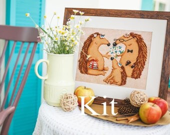 modern cross stitch family cross stitch kit beginner cute coss stitch kit baby cross stitch pattern easy cross stitch home hedgehog flowers