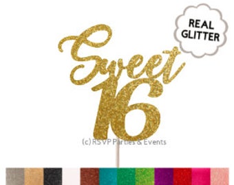 Sweet 16 Cake Topper, 16th Birthday Cake Topper, Sweet Sixteen Cake Topper, Sweet 16 Centrepieces, 16th Birthday Cake Topper, Glitter
