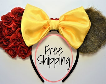 Beauty and the Beast Ears-Minnie Ears-Mickey Ears-Bell Minnie Ears-Bell Mickey Ears-Bell Mouse Ears-Mickey Headband Accessories