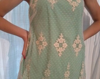 Tank top kant ecru kleur groen voering