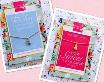 Teacher Appreciation Gift: Clear Charm Necklace with custom card