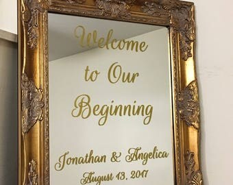 mirror gold sign custom decal